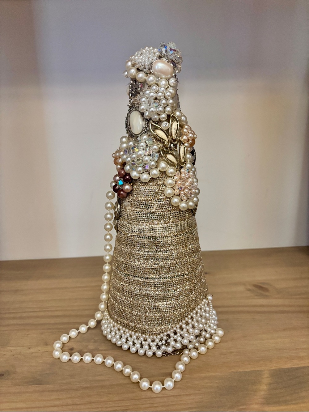 Pearl-Rhinestone Decorative Cone/Jewelry Tree - DIY/Craft - unfinished - Picture 2 of 5